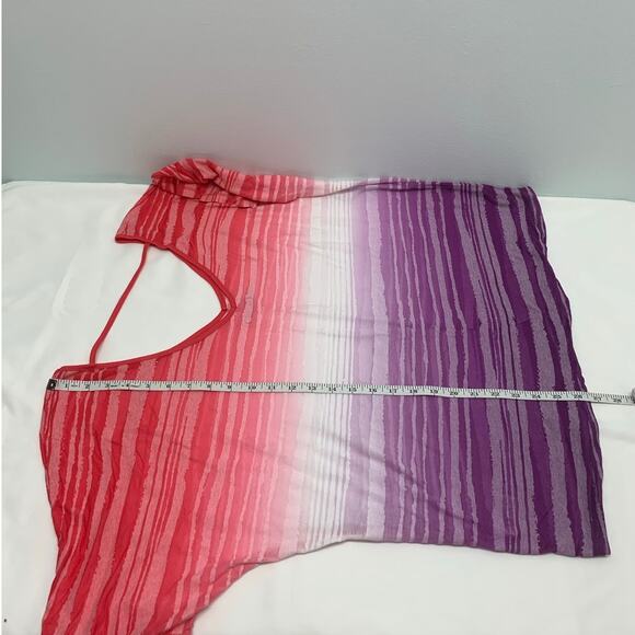 Maurices Womens XXL Top Pink Purple White Sheer Striped V-Neck Stretch Coverup - Picture 5 of 8